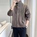 Knitted Sweater Jacket For Men, Autumn And Winter Loose Cardigan Sweater, Handsome Stand Up Collar, Thread Jacket_viptrois.com