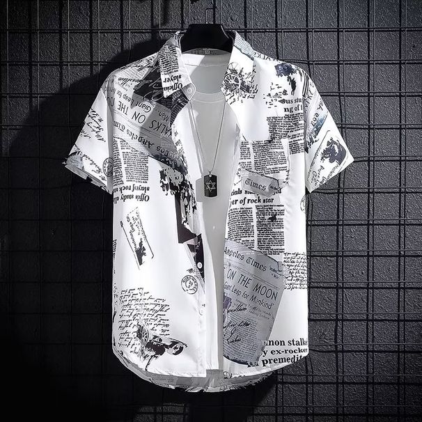Men's Clothing Men's Ice Silk Breathable Summer Trendy High End Printed Shirt Half Sleeved Inch Shirt_viptrois.com