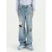 Men's Clothing Ripped Floor Mopping Pants Loose Washed Straight Jeans_viptrois.com
