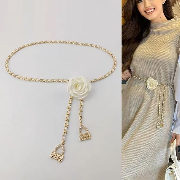 Camellia Blossom Waist Chain New Flower Chain Accessories Women's Belt Decoration With Dress Jeans Chain_viptrois.com