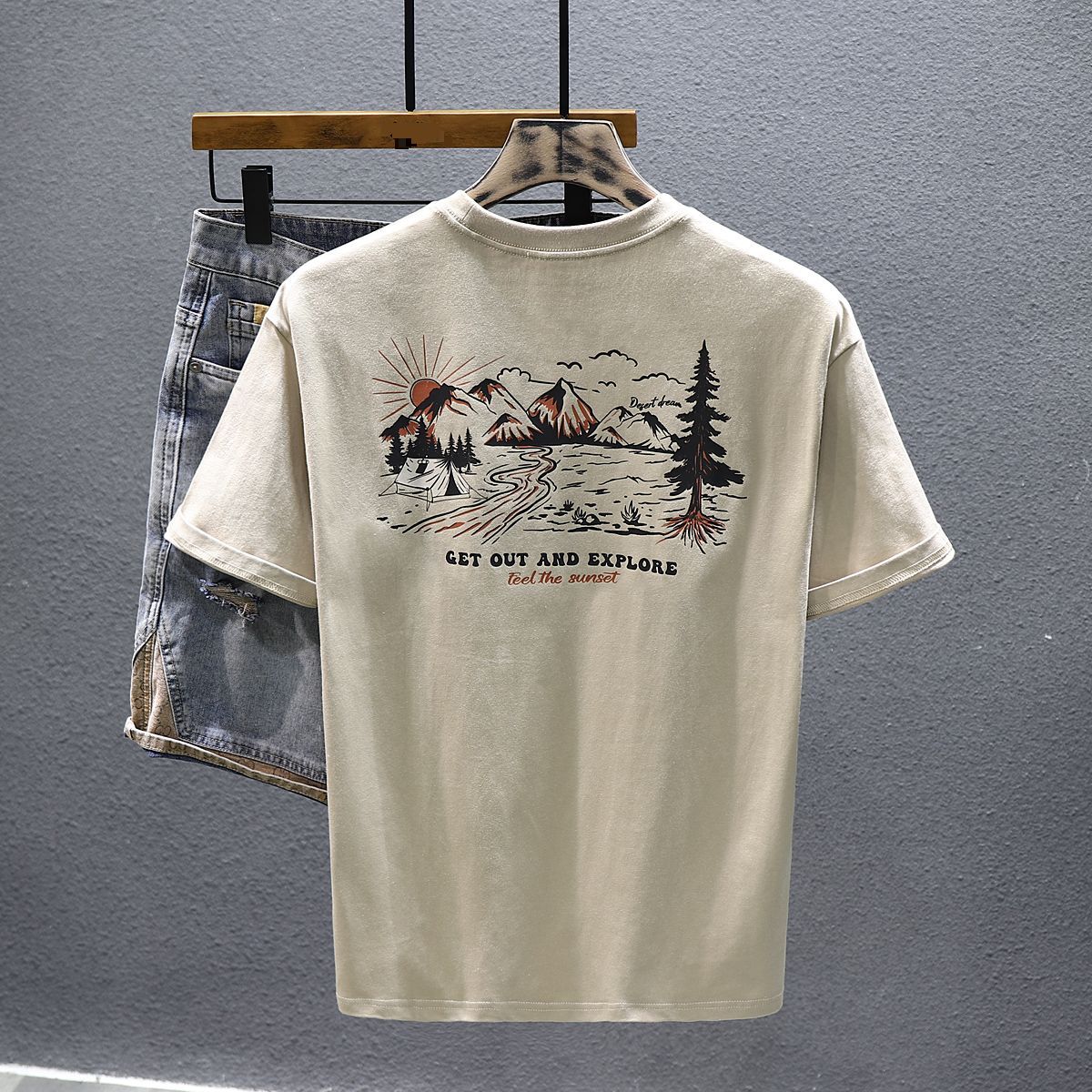 American Trendy Brand Letter Printing Short-sleeved T-shirt Men's 2023 Summer New Casual Loose Half-sleeved T-shirt Primer_viptrois.com