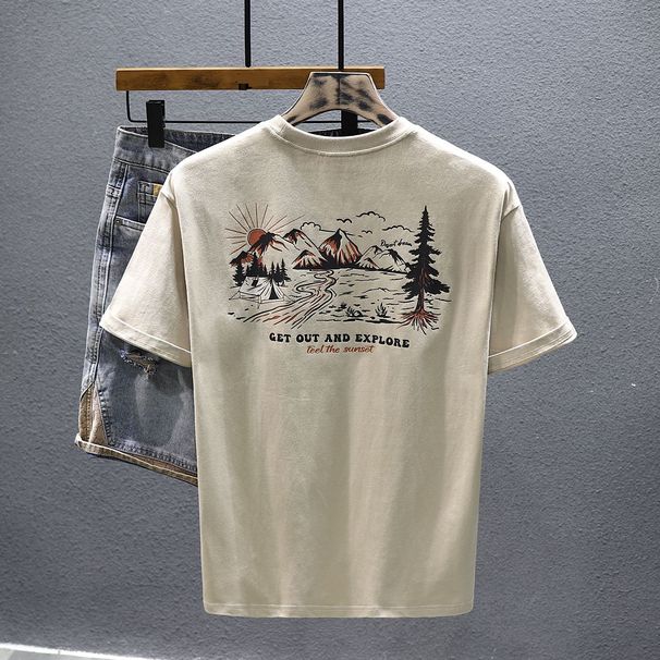 American Trendy Brand Letter Printing Short-sleeved T-shirt Men's 2023 Summer New Casual Loose Half-sleeved T-shirt Primer_viptrois.com
