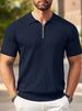 Men's Horizontal-striped Henry Collar Half-zip Polo Shirt, TK, Breathable And Elastic, Casual Short-sleeved Shirt_viptrois.com