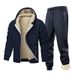 Men’s Fleece Hoodie Set | Winter Sherpa-Lined Zip-Up Jacket & Joggers (Grey/Black/Navy, XS-XXL)_viptrois.com
