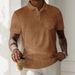 Men's New Lapel Button Pocket Corduroy Solid Color Casual Short Sleeved Polo Shirt_viptrois.com