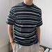 Men's Clothing Summer Short Sleeved T Shirt For Men Trendy Brand Round Neck Stripes Retro Casual Versatile Youth Half Sleeve_viptrois.com