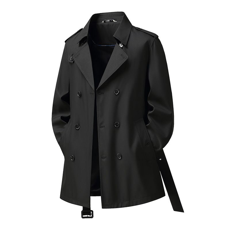 Pulse Double-breasted Mid-length Trench Coat Men's British Style Overcoat Autumn Winter Lace-up Jacket_viptrois.com
