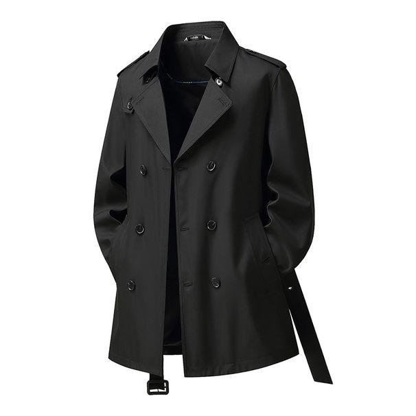 Pulse Double-breasted Mid-length Trench Coat Men's British Style Overcoat Autumn Winter Lace-up Jacket_viptrois.com