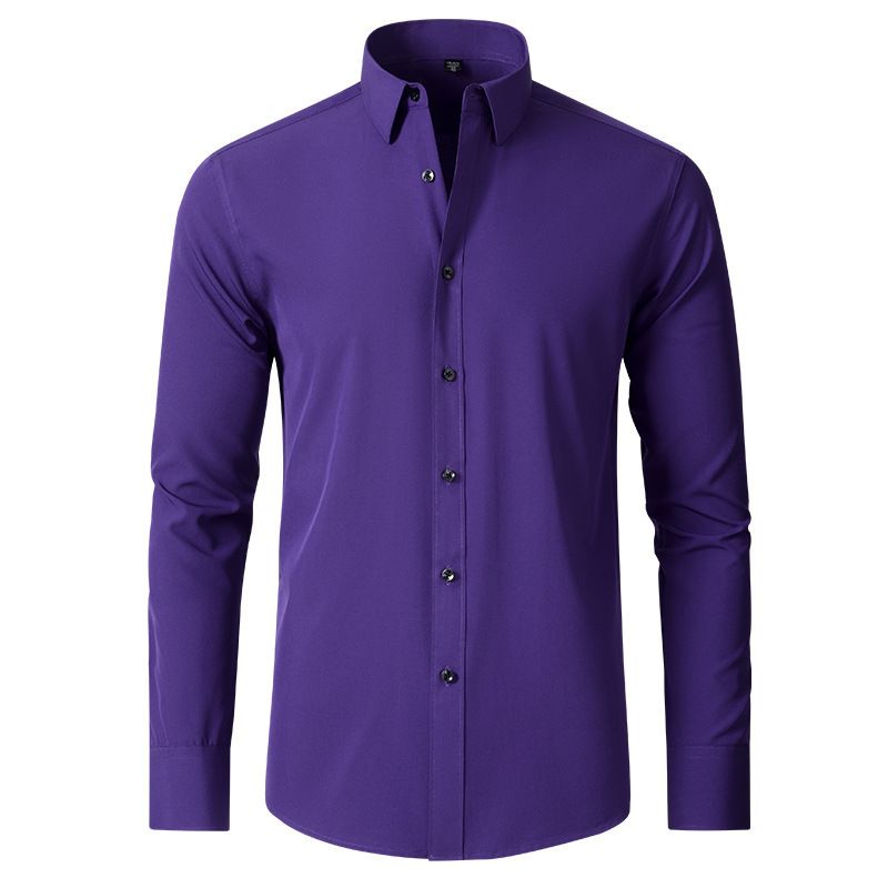 Men's Clothing Foreign Trade Korean Slim Stretch Shirt Men's Shirt Foreign Trade Simple Business Thin Shirt Men_viptrois.com