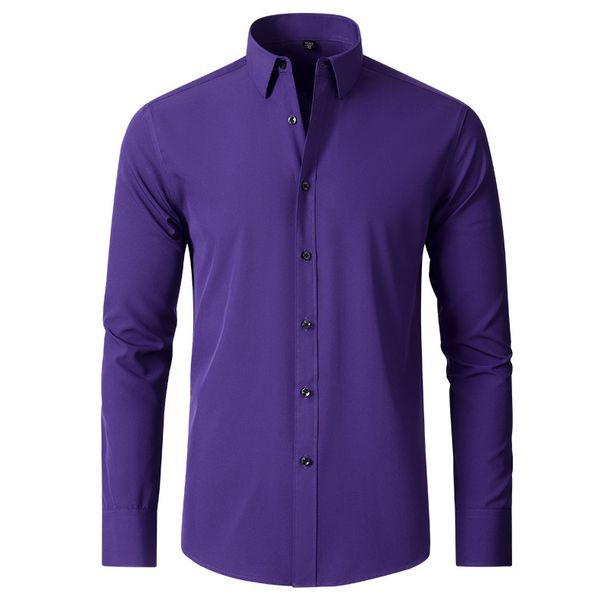 Men's Clothing Foreign Trade Korean Slim Stretch Shirt Men's Shirt Foreign Trade Simple Business Thin Shirt Men_viptrois.com