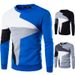 Men's Clothing Spring new arrivals Men's patchwork contrast color style casual long sleeved pullover sweatshirt 9238_viptrois.com