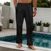 Men's Clothing Four Seasons New Solid Color Jacquard Drawstring Trousers Loose Casual Sports Straight Trousers_viptrois.com