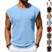Men's Summer New Style Sleeveless T-shirt For Teenagers - Casual Loose Pure Color Lightweight Blazer-style T-shirt For Men_viptrois.com