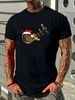 French Horn Music Shirt Santa Hat Christmas Musical Apparel T-Shirt Soft Homme Fashion Stylish Summer Casual Stretched Versatile Breathable_viptrois.com