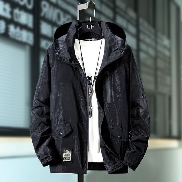Men's Clothing Plus Size Fat Men's Jacket Plus Size Medium And Long Spring And Autumn Windbreaker Coat Loose Hood Fat Man Top Coat_viptrois.com