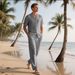 Men's Linen Beach Shirt & Shorts Set Summer Casual Short Sleeve Suit_viptrois.com