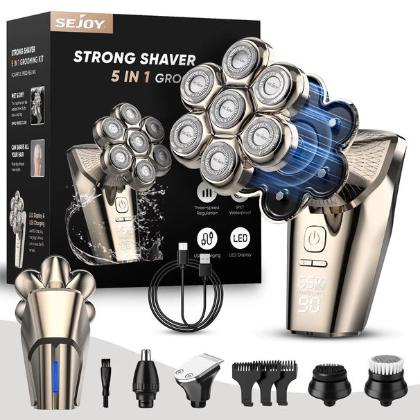 SEJOY 7D Men‘s Electric Shaver Razor Bald Hair Skull Trimmer Beard Remover_viptrois.com