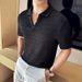 New Summer Cool Hollow Short-sleeved Polo Shirt Korean Version Sexy V-neckline Personalized Knitted Short-sleeved Polo Shirt_viptrois.com