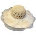 Women's Spring/Summer New Style French Pearl Lace Straw Summer Foldable Large Brimmed Sunscreen Hat_viptrois.com