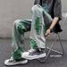 Loom Cross-Border Green Ripped Jeans Men's Spring Autumn Trendy Brand European And American High Street Frayed Edge_viptrois.com