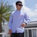 Men's Clothing Plus Size Long Sleeved Stand Up Collar Striped Shirt Men's Spring And Autumn New Fat Guy Fat Brother Large Loose Casual Shirt Trend_viptrois.com
