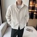 Men's Knit Cardigan – Polyester Blend Open-Front Sweater With Fleece Lining (M-3XL, Beige/Navy/Coffee, Relaxed Fit, Casual & Business Wear)_viptrois.com