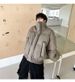 Minimalist Puffer Jacket – Short Quilted Coat With Stand Collar (M-XXL, Black/Brown)_viptrois.com