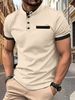 2025 New Fashion Men's Summer Turn-down Collar Short Sleeve Pocket Slim T-shirts Casual Trendy Solid Color Slim Polo Shirts Male_viptrois.com