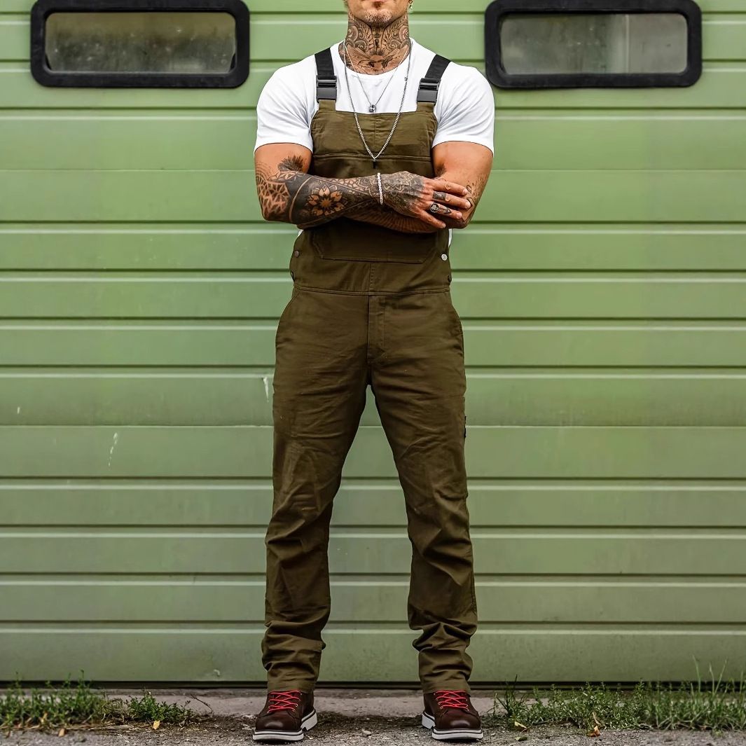 Men's Clothing Men's Overalls For Men's Slim Fit Solid Color Overalls_viptrois.com