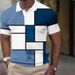 Men's Clothing New Men's Casual Short Sleeved Polo Shirt Top Plaid Waffle_viptrois.com