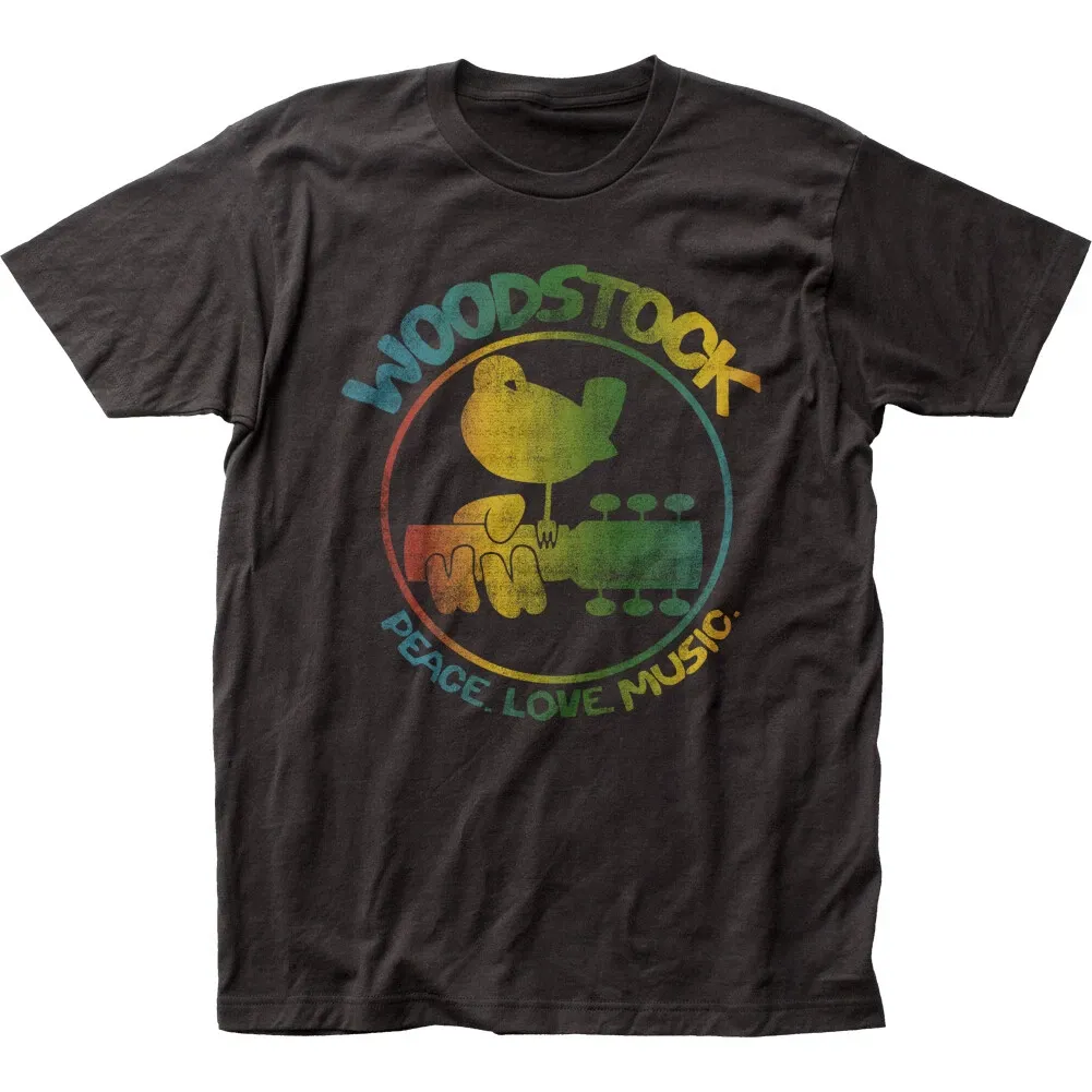 MENS WOMENS Woodstock Colorful Logo T Shirt Mens Womens Tees Top Mens Licensed Rock N Roll Music Retro Band Black_viptrois.com