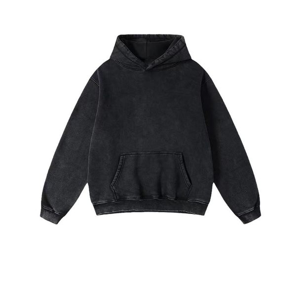 Oversized Washed Hoodie – Heavyweight Brushed Cotton, Unisex Vintage Streetwear (5 Distressed Colors, Acid Wash Finish)"_viptrois.com