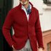2026 European-USA Style Knitwear Cardigan Men 100% Acrylic Stand Collar Pure Color Single-Breasted Long Sleeve Slim Knit Sweater Outerwear_viptrois.com