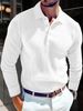 2025 New Style European And American Men's T-shirt, Knitted Lapel, Business Button, Fitted Long-sleeved Polo Shirt_viptrois.com