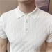 Men's Clothing Summer ice silk thin plaid lapel knitted short sleeved T shirt men's trendy fashion slim Polo shirt PL97131_viptrois.com