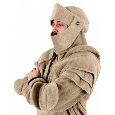 Pure Halloween For Men Knight Hooded Elbow Pads Drawstring Mask Pullover Kangaroo Pouch Solid Color Jacket Hoodie Cosplay_viptrois.com