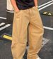 Men's Clothing Men's Autumn Washed Long Trousers, Loose Fit, Casual, Cotton, Versatile, Workwear Style, Elastic Waist, Straight Leg, Trendy_viptrois.com