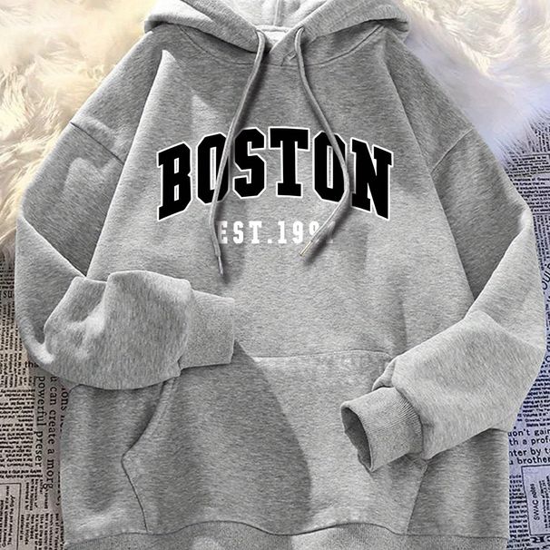 Men's Autumn And Winter Casual Fashionable Loose Hoodie Boston. 1997 Print Warm Long Sleeved Pullover Sweater_viptrois.com