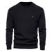 Loom Autumn Winter European American Solid Color Sweater Casual Men's Quality Knitwear Round Neck Trendy Top High Elastic_viptrois.com