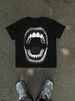 Men's Clothing Fashion Round Neck Street Contrast Color T Shirt Short Sleeves Exaggerated Big Mouth Print_viptrois.com