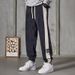Men's Velvet Sweatpants Loose Fit Casual Autumn Winter Fashion Waffle Patterned Grey Color Bottoms_viptrois.com