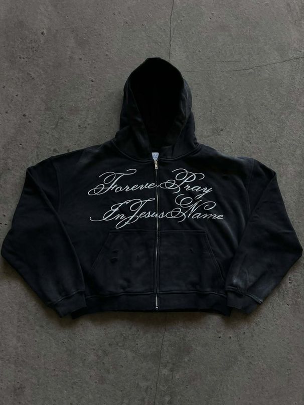 Cross-Border European American High Dark Style Hooded Zipper Sweatshirt For Men Women, Autumn And Winter Trendy Brand_viptrois.com