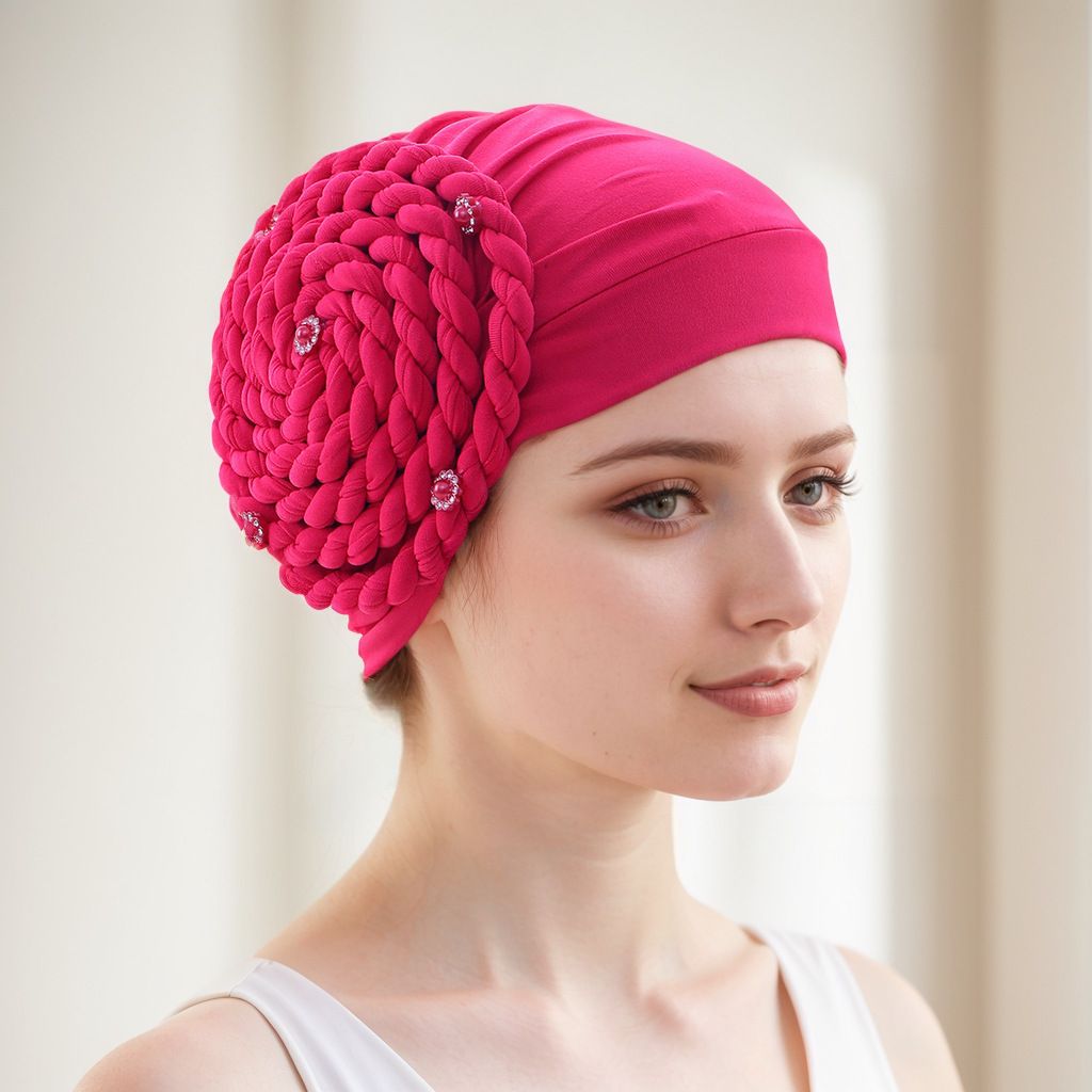 New Milk Silk Braid Diamond Snail Hat Muslim Hat Baotou Hat_viptrois.com