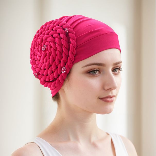 New Milk Silk Braid Diamond Snail Hat Muslim Hat Baotou Hat_viptrois.com