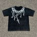 Men's Clothing Hip Hop Street Dark Cross Pure Cotton Washed Old Men And Women T Shirt Loose Large Size New Short Sleeve_viptrois.com