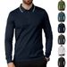 Men's Casual Slim Fit Long Sleeve Polo Shirt - Business Relaxed Solid Color Button Down Collar Top For Dating & Office (Spring/Autumn)_viptrois.com