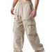 Men's Multi-Pocket Zip-Up Cargo Pants - Relaxed Fit Straight Leg Workwear Trousers For Casual & Retro Style (Khaki, Black, Dark Grey)_viptrois.com