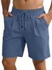 New Men's Loose Cotton And Linen Drawstring Five-pocket Pants - Solid Color Casual Sports Shorts_viptrois.com