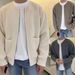 Men's Oversized Knit Cardigan, Solid Color Casual Long Sleeve Sweater For Autumn & Winter, Trendy Loose Fit Loungewear_viptrois.com
