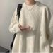 Hong Kong Style Sweater Men's Long-sleeved Youth New Trend Loose Bottoming Shirt Round Neck Pullover Harajuku Solid Color Knitted Sweater_viptrois.com